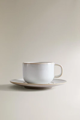 TASSE À THÉ AVEC SOUCOUPE FILET ECRU