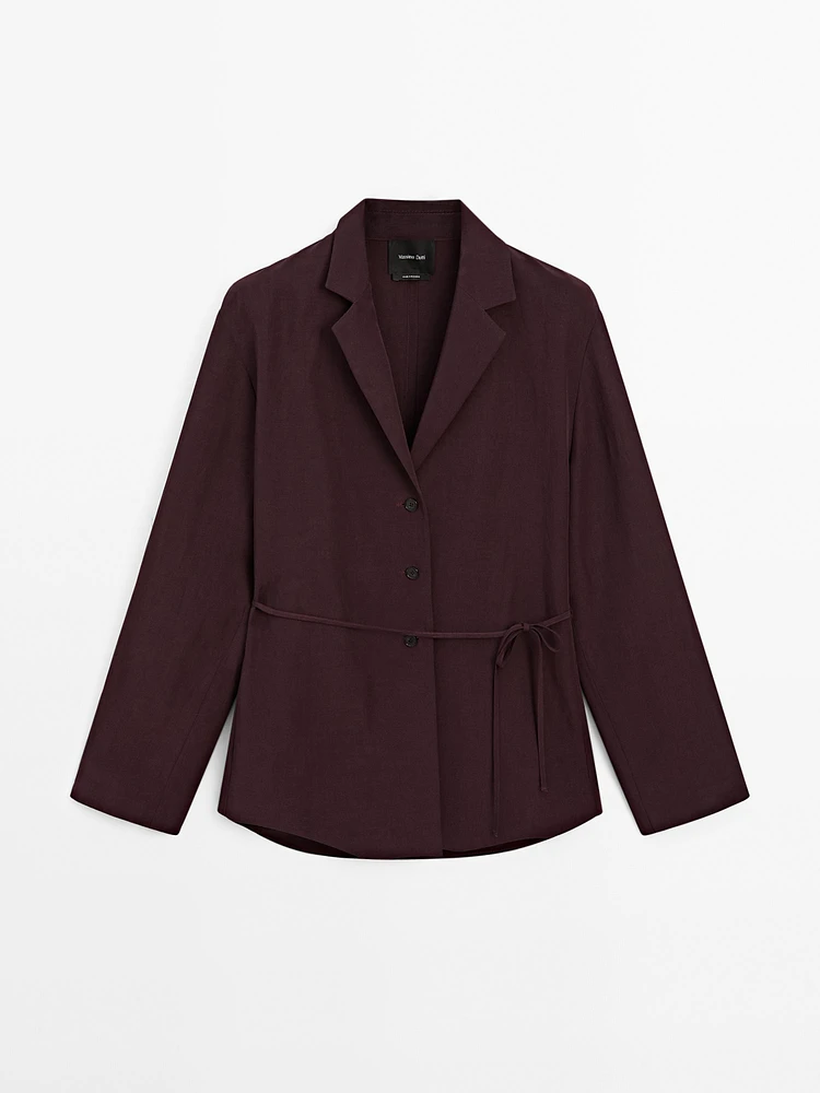 Semi-textured blazer with belt