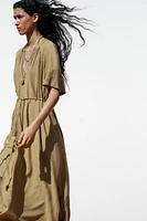 BEADED BELT MIDI DRESS