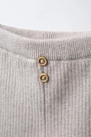 BUTTON RIBBED LEGGINGS