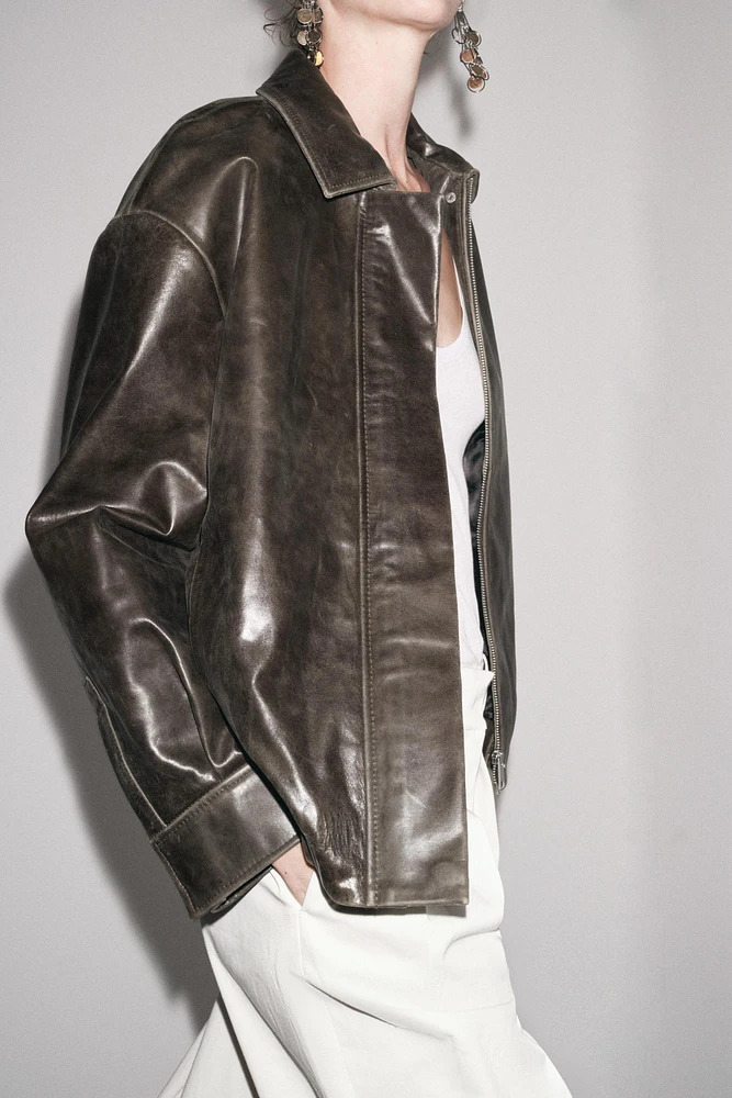 BLOUSON BOMBER EN CUIR 100 % ZW COLLECTION LIMITED EDITION