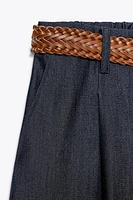 WIDE LEG BELTED PANTS