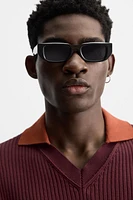 COLOR BLOCK RIBBED KNIT POLO SHIRT