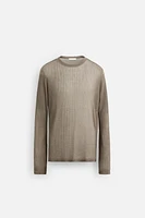 SEMI-SHEER RIBBED T-SHIRT