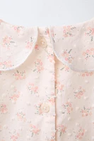 FLORAL PRINT DOTTED MESH BODYSUIT