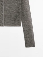 Short wool blend matching cardigan