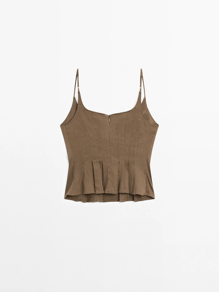 Flowing strappy linen blend top