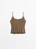 Flowing strappy linen blend top