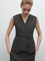 Cotton blend waistcoat with ribbon detail