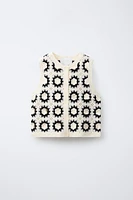 GILET EN MAILLE FLEURS