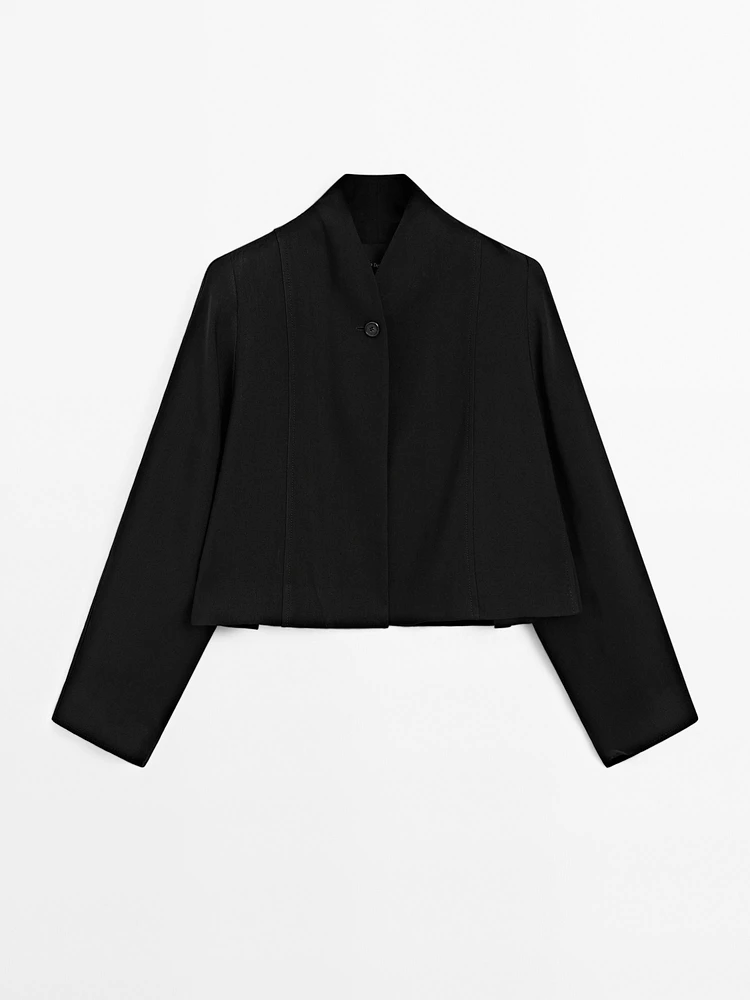Short linen blend blazer