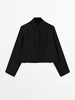 Short linen blend blazer