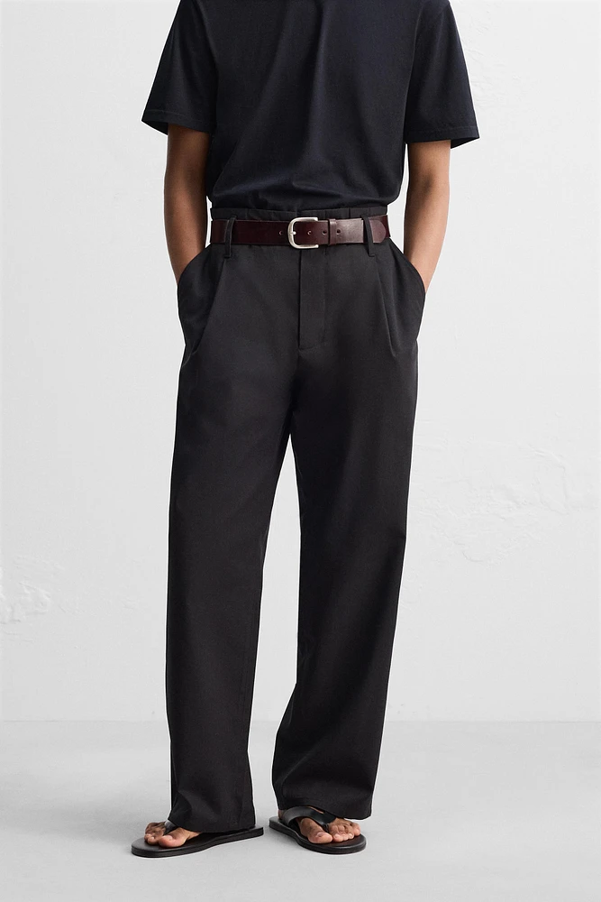 WIDE FIT COTTON-VISCOSE PANTS