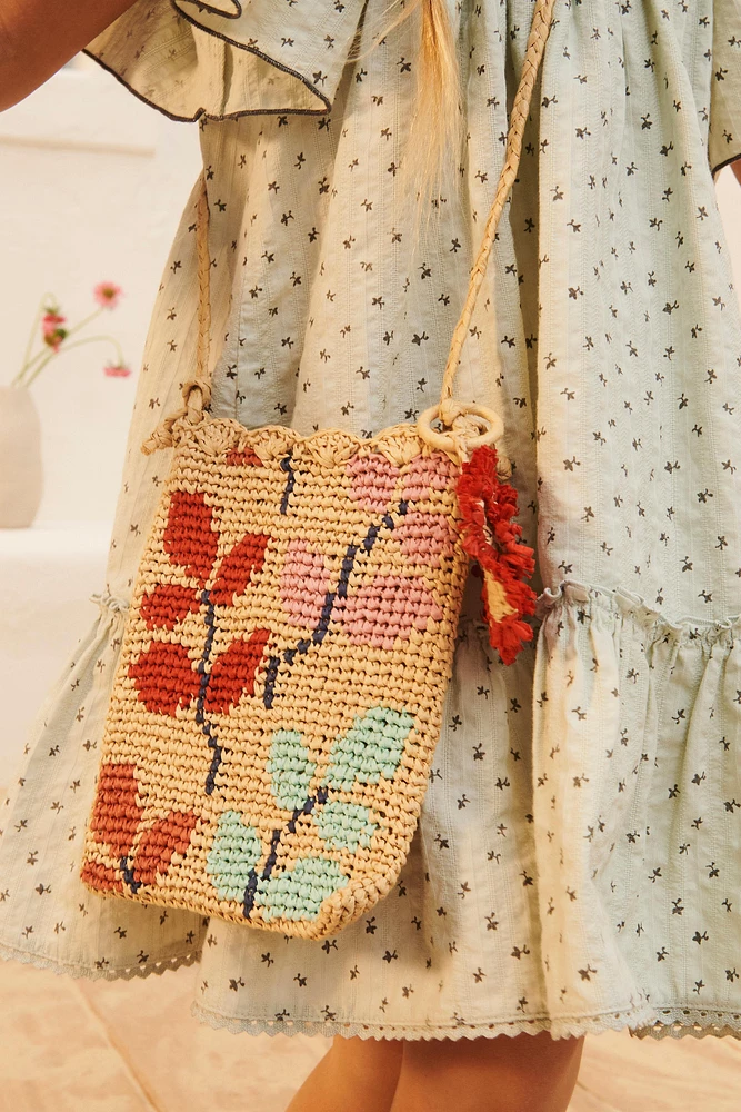 RAFFIA EFFECT CROSSBODY BAG
