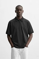TEXTURED ZIP POLO SHIRT