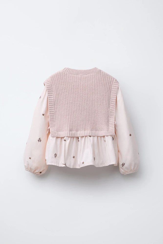 COMBINATION KNIT VEST AND SHIRT