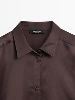 Flowing long sleeve satin shirt