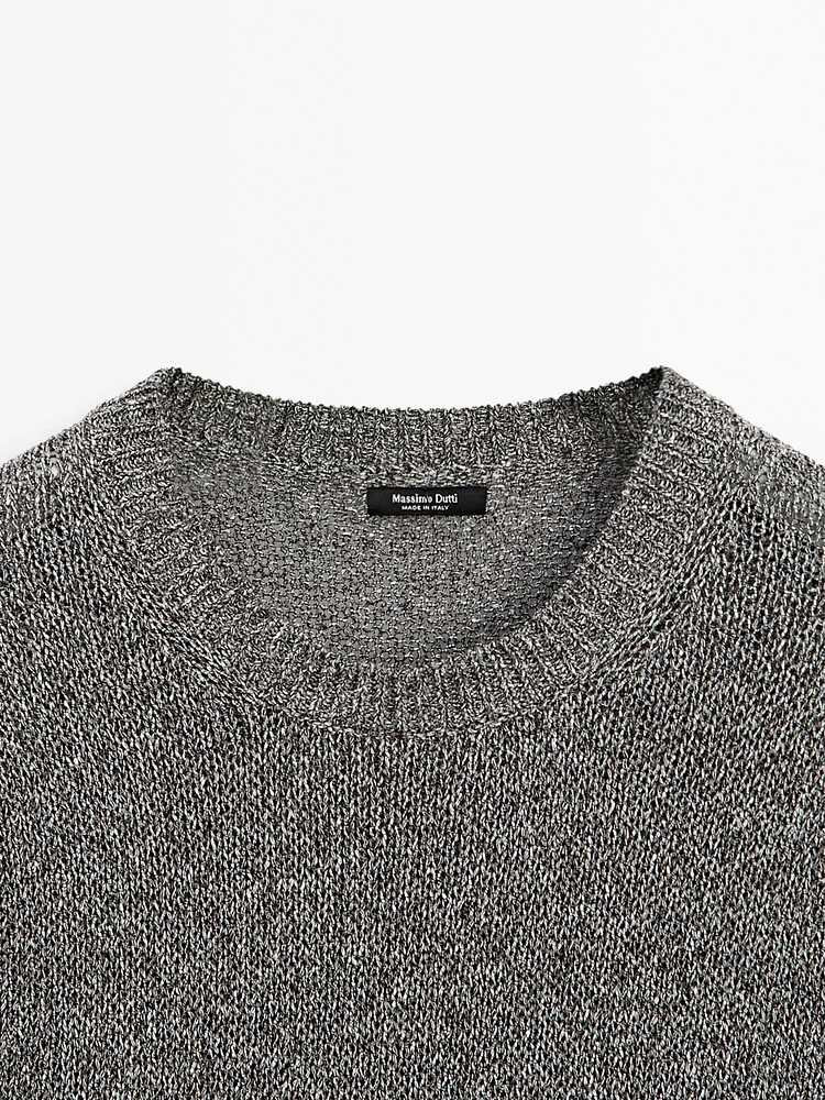 Pull en maille métallisée à manches courtes