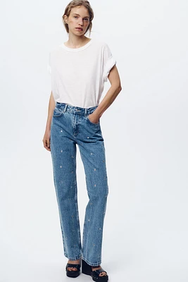 Z1975 HIGH-WAISTED STRAIGHT LONG LENGTH EYELET JEANS