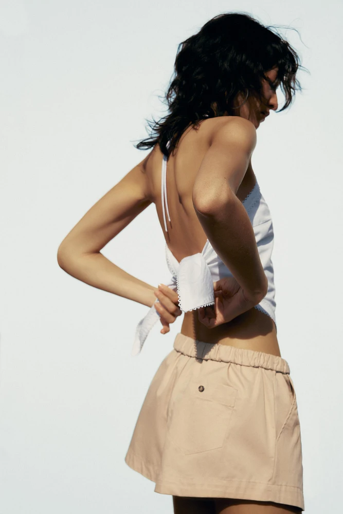 FOLD-OVER WAIST MINI SHORTS