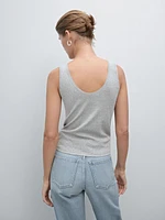 Cotton blend top with blonde lace detail