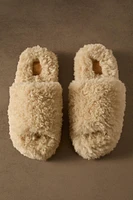 FAUX FUR PLATFORM SLIPPERS