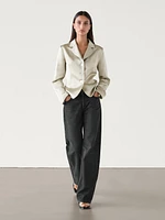 Fitted satin blazer