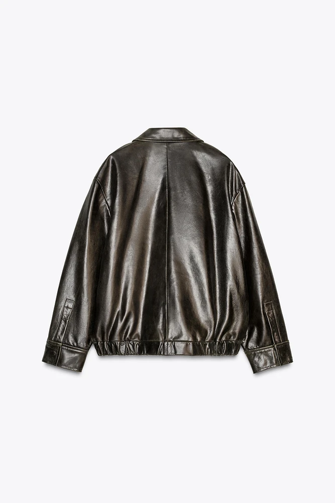 BLOUSON BOMBER EN CUIR 100 % ZW COLLECTION LIMITED EDITION