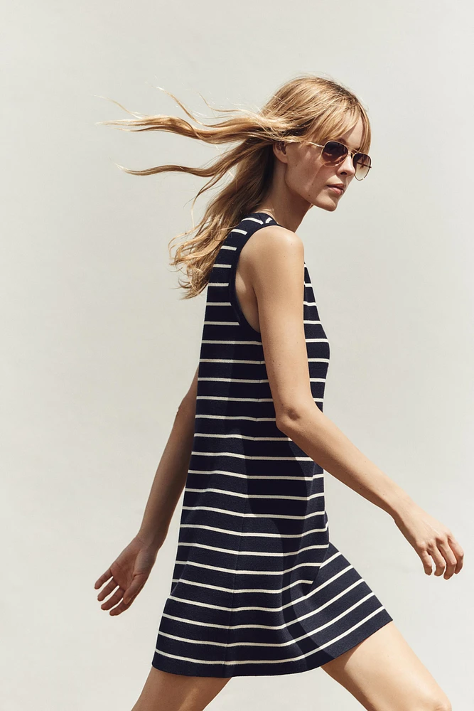 STRIPED KNIT MINI DRESS