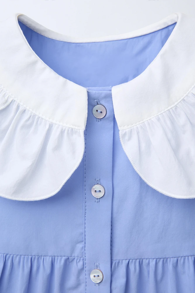 TIERED POPLIN DRESS