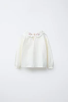 CONTRASTING PETER PAN COLLAR FLORAL TOP