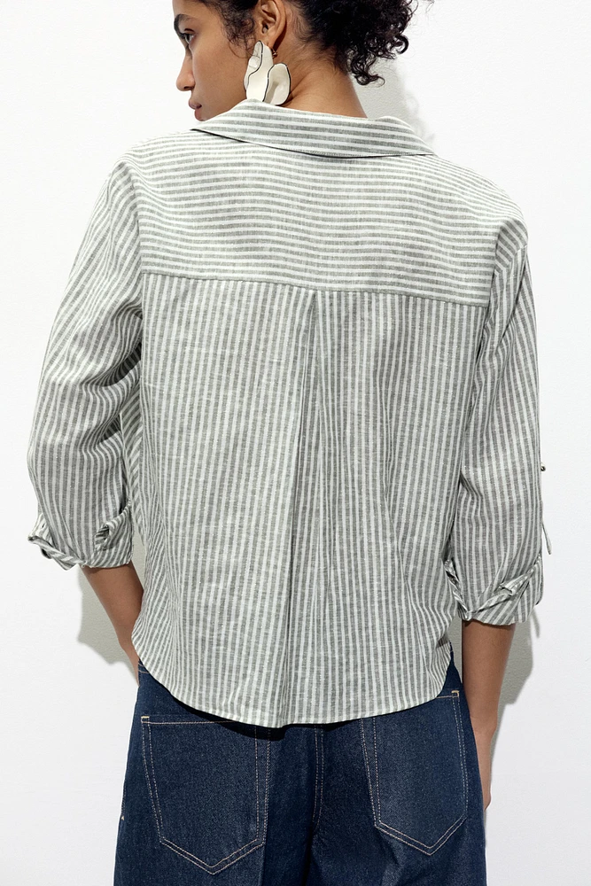 KNOTTED LINEN BLEND SHIRT