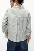KNOTTED LINEN BLEND SHIRT