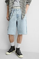 EMBROIDERED BAGGY FIT DENIM SHORTS