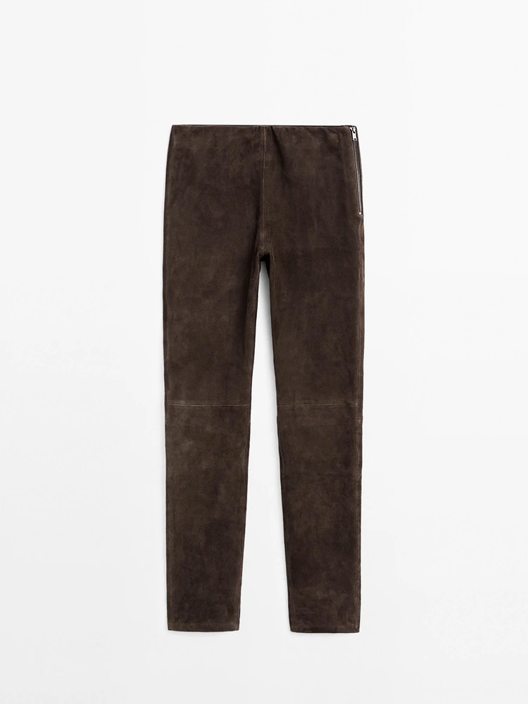 Leggings en cuir finition daim