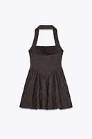 TEXTURED HALTER DRESS