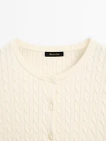 100% cotton cable-knit cardigan