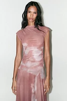 RUCHED TULLE DRESS