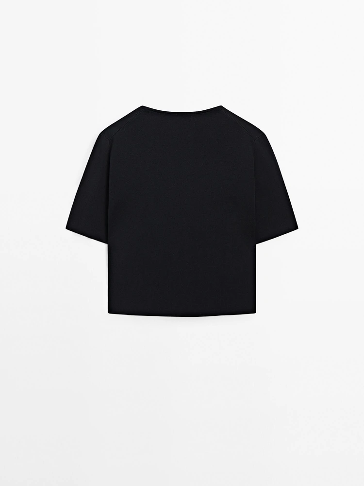 Cardigan manches courtes col en V