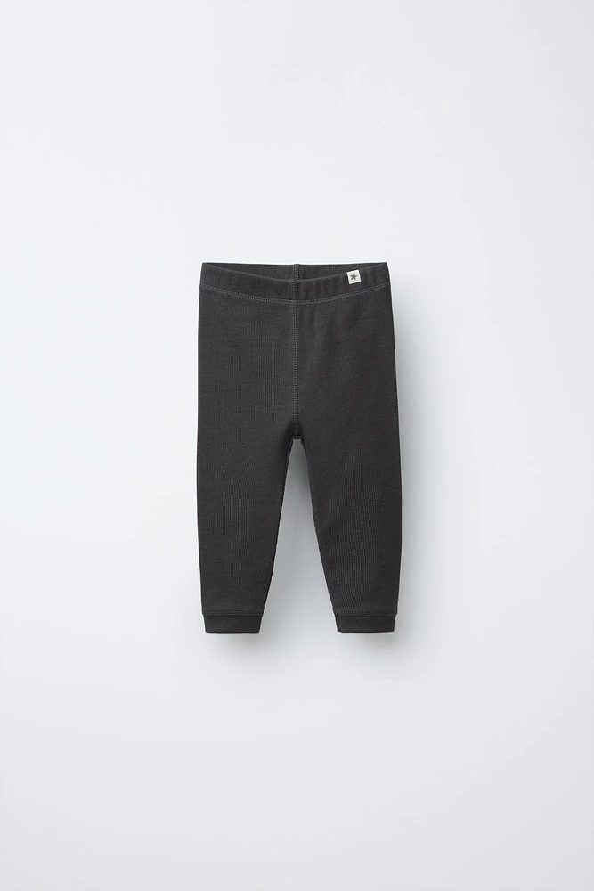 RIBBED LEGGINGS WITH LABEL