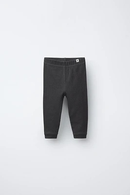 RIBBED LEGGINGS WITH LABEL