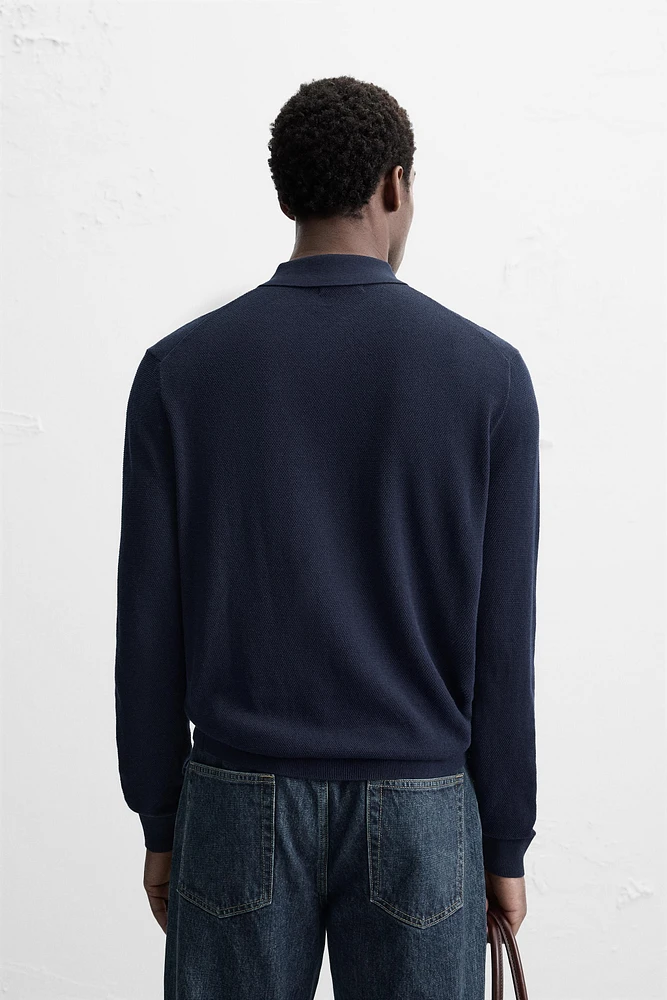 POLO EN MAILLE DE SOIE ET COTON