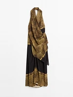 Robe midi imprimée à encolure américaine