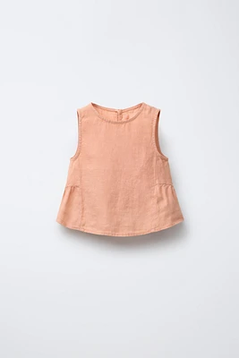 100% LINEN PEPLUM BLOUSE