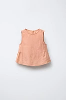 100% LINEN PEPLUM BLOUSE