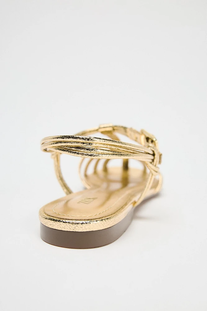 METALLIC STRAP FISHERMAN SANDALS