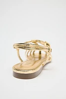 METALLIC STRAP FISHERMAN SANDALS