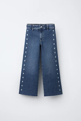 NAVY EMBROIDERED STAR JEANS
