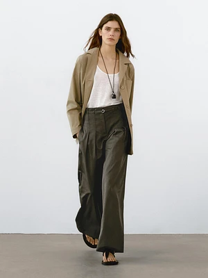 Cotton blend palazzo trousers