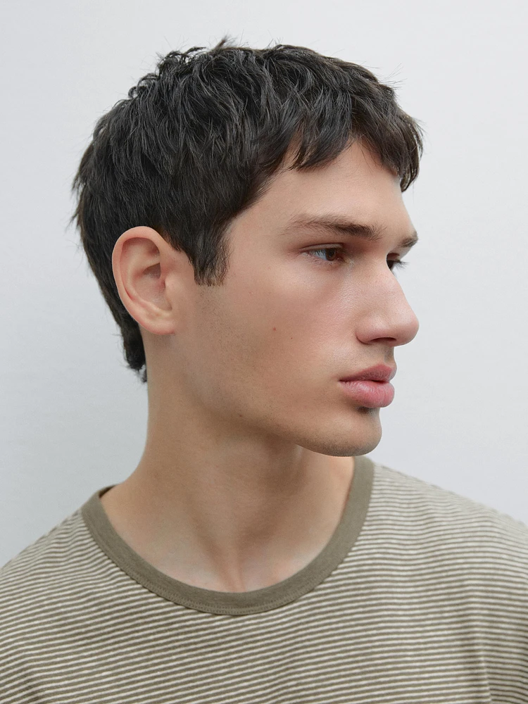 Striped linen and cotton T-shirt